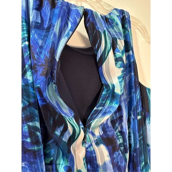 Luxe Carmen Marco Valvo fully lined blue teal sleeveless dress size 10 #40-1023 - Picture 5 of 9